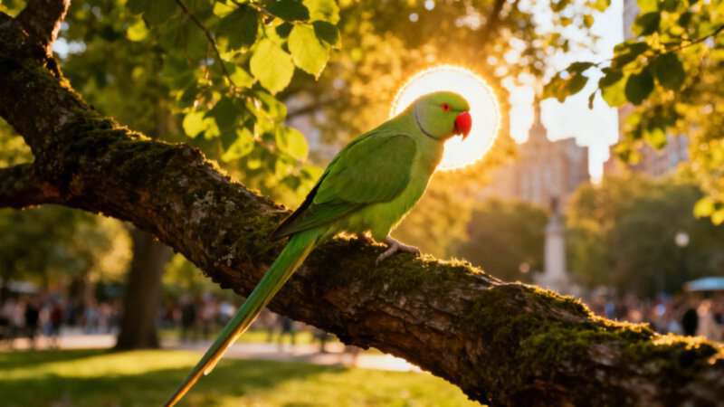 Zielona papuga — aleksandretta obrożna i jej tajemnice